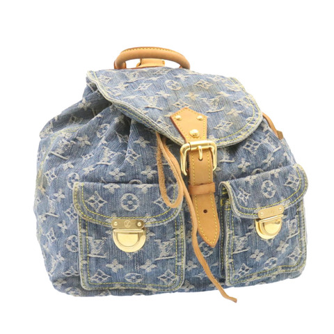 路易威登 Monogram 牛仔布 Sac a Dos GM 背包藍色 M95056 LV 授權 23405V