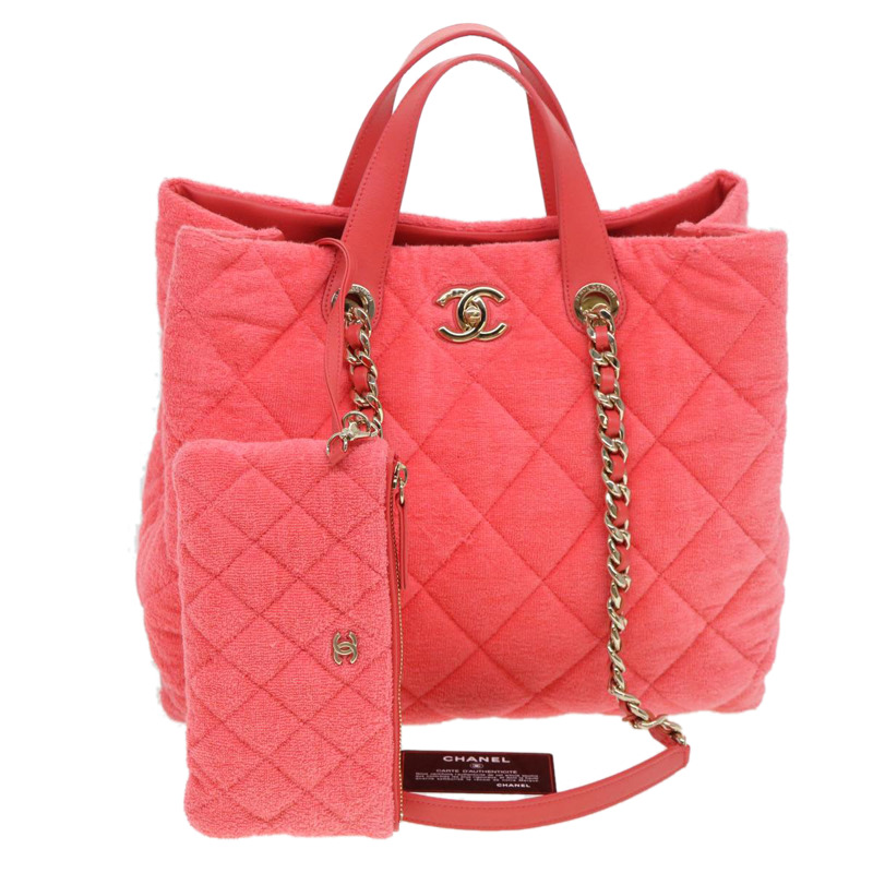 【日本直送】香奈兒鏈條手提包 絨面兩用款 粉紅色 CC 正品 ar9158SAV-0