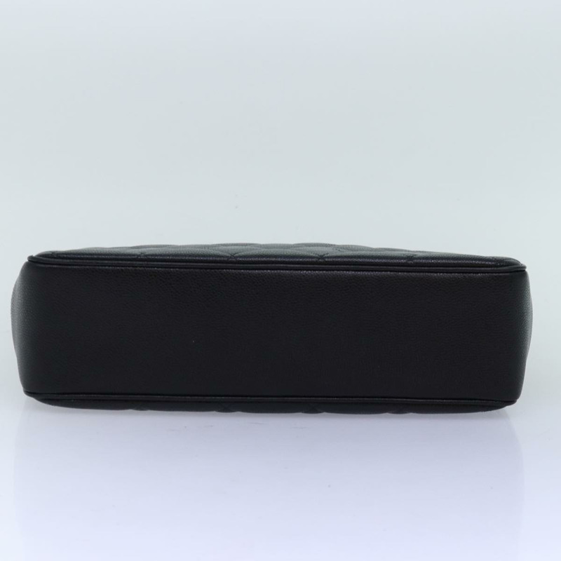 【日本直送】香奈兒大號菱格紋鏈條單肩包 魚子醬色 黑色 CC 正品 fm3373AV-4