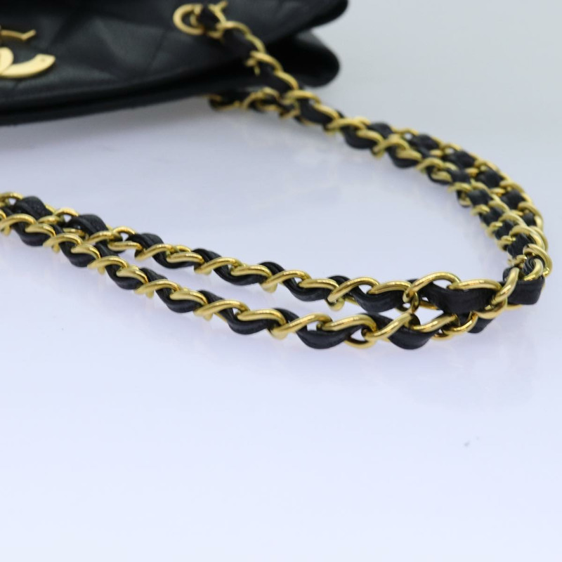 【日本直送】香奈兒大號菱格紋鏈條單肩包 魚子醬色 黑色 CC 正品 fm3373AV-6