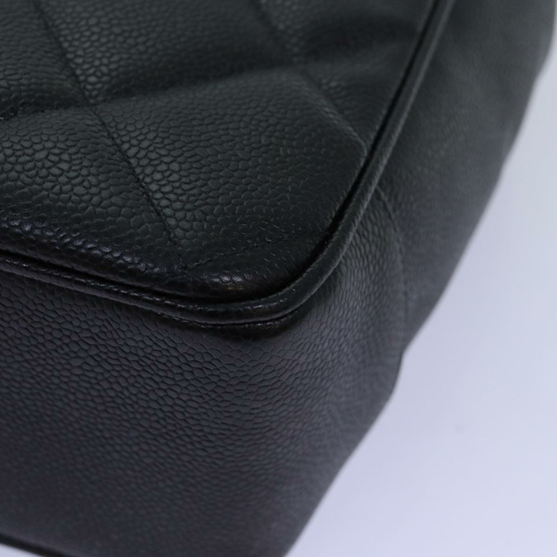 【日本直送】香奈兒大號菱格紋鏈條單肩包 魚子醬色 黑色 CC 正品 fm3373AV-9