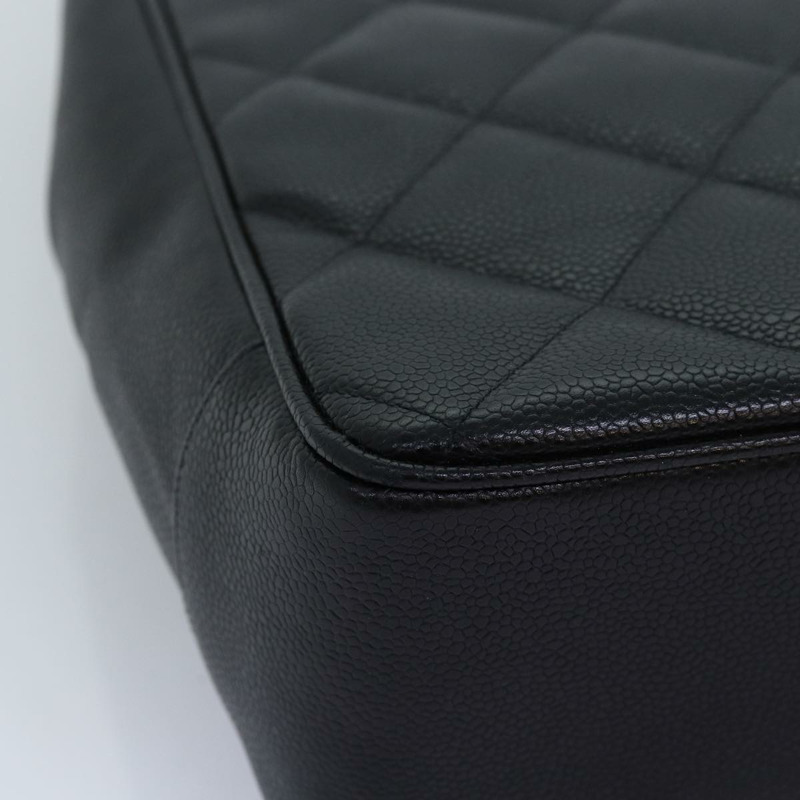 【日本直送】香奈兒大號菱格紋鏈條單肩包 魚子醬色 黑色 CC 正品 fm3373AV-13