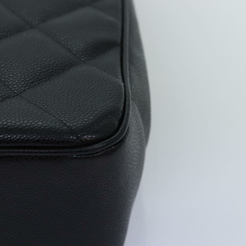 【日本直送】香奈兒大號菱格紋鏈條單肩包 魚子醬色 黑色 CC 正品 fm3373AV-14