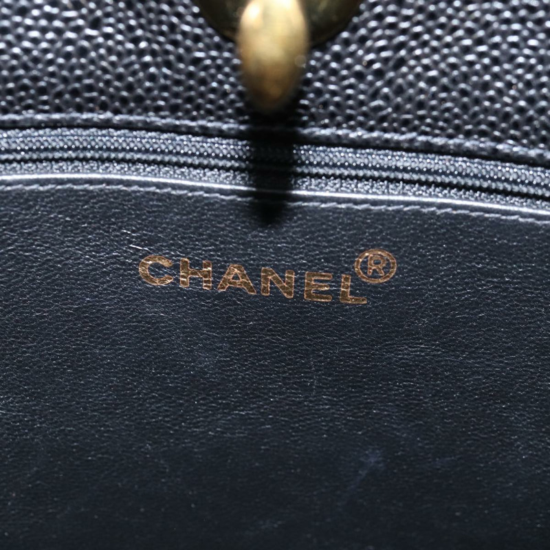 【日本直送】香奈兒大號菱格紋鏈條單肩包 魚子醬色 黑色 CC 正品 fm3373AV-16