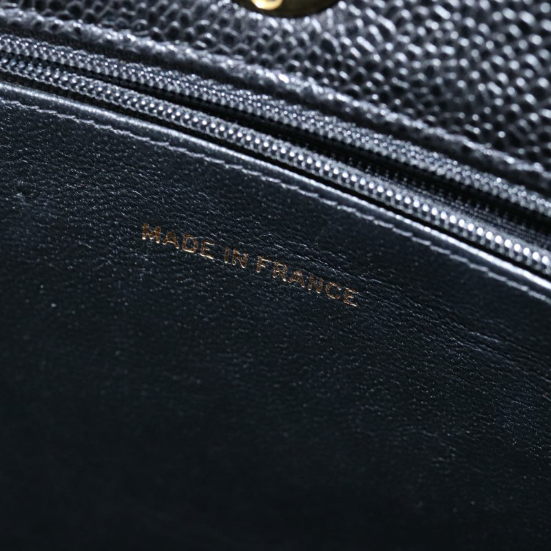 【日本直送】香奈兒大號菱格紋鏈條單肩包 魚子醬色 黑色 CC 正品 fm3373AV-23