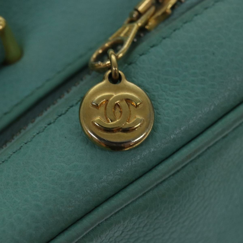【日本直送】香奈兒 (CHANEL) 化妝包 COCO 馬克手提包 小牛皮 祖母綠 綠色 CC 正品 yk13974AV-17