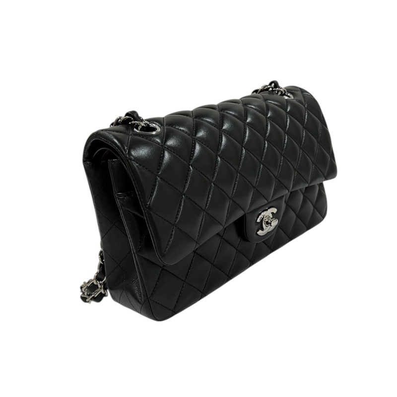 Chanel A01112 Classic Double Flag  羊皮銀扣-1