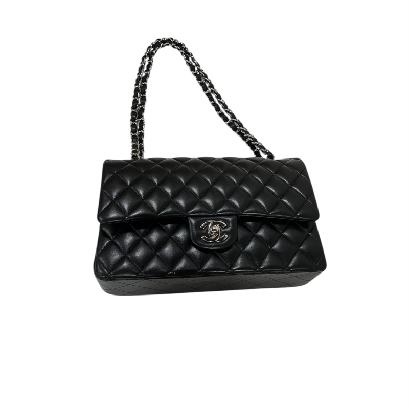 Chanel A01112 Classic Double Flag  羊皮銀扣-9