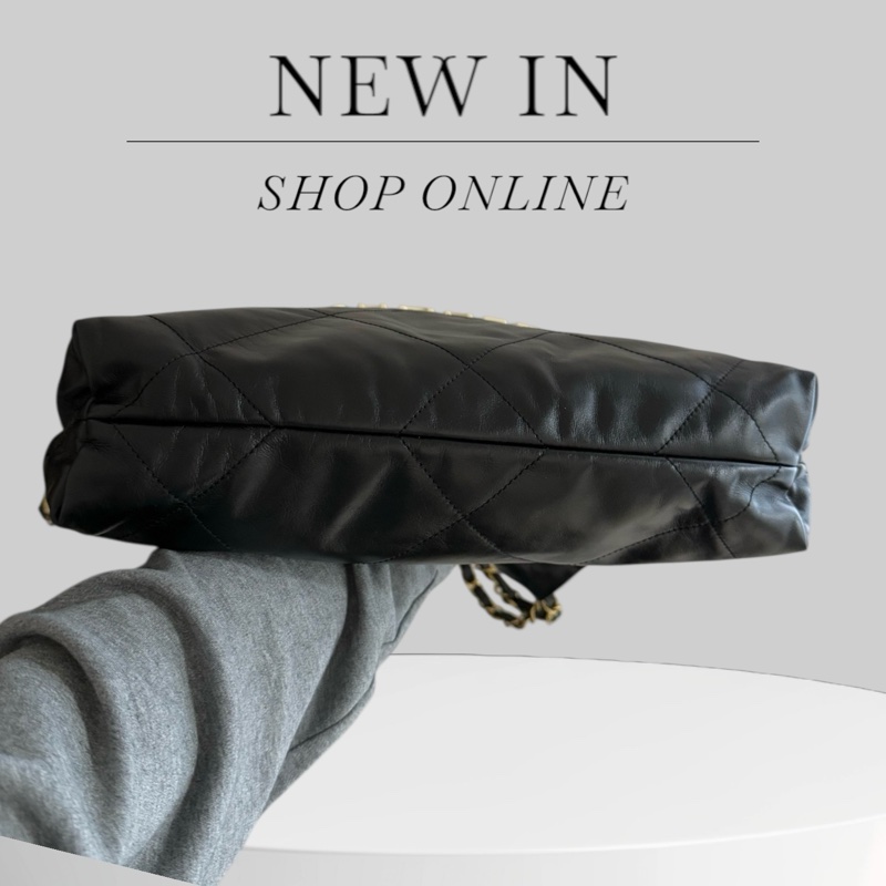 Chanel 22bag Small 黑金白字-2