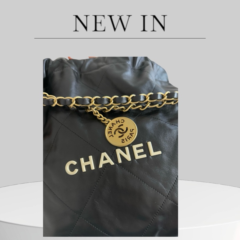 Chanel 22bag Small 黑金白字-3