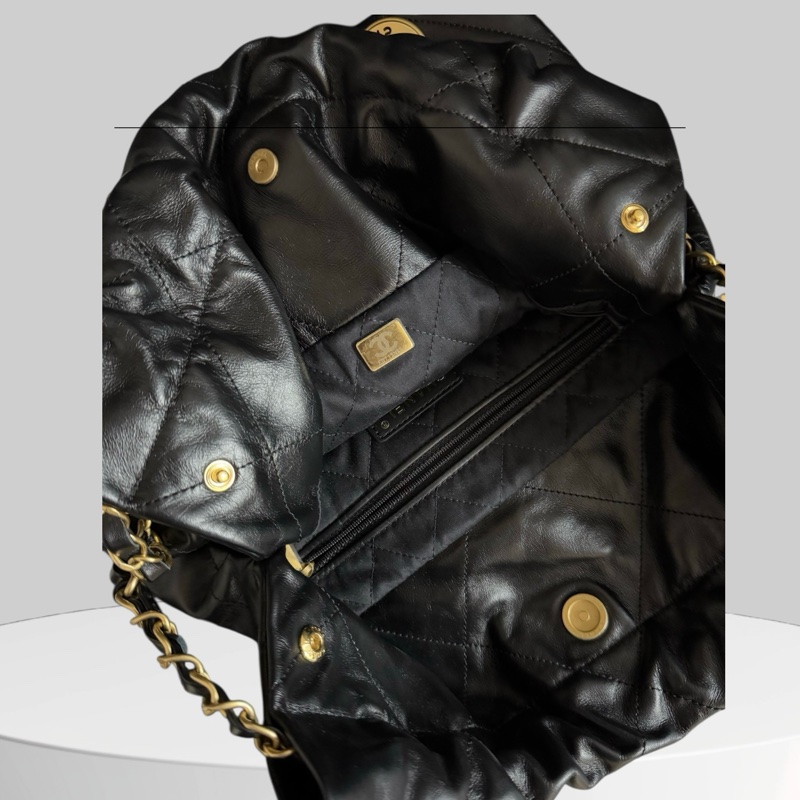 Chanel 22bag Small 黑金白字-4