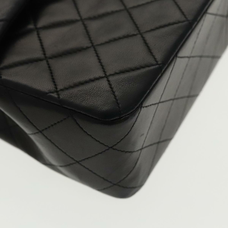 【日本直送】香奈兒 (CHANEL) 絎縫鏈條手提包 小羊皮 黑金色 CC 正品 95715AV-7