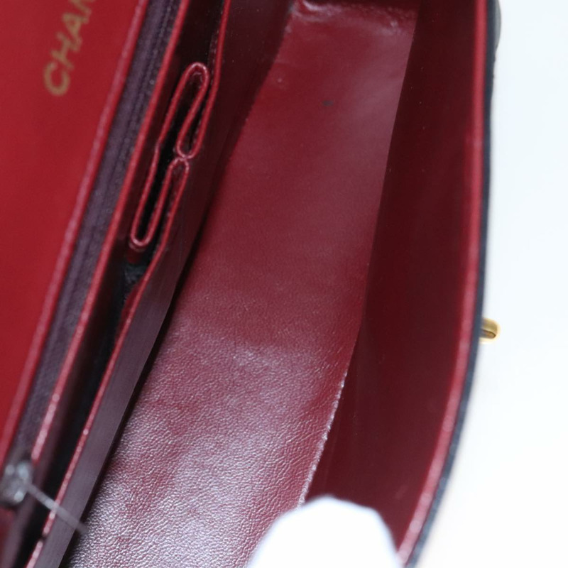 【日本直送】香奈兒 (CHANEL) 絎縫鏈條手提包 小羊皮 黑金色 CC 正品 95715AV-8