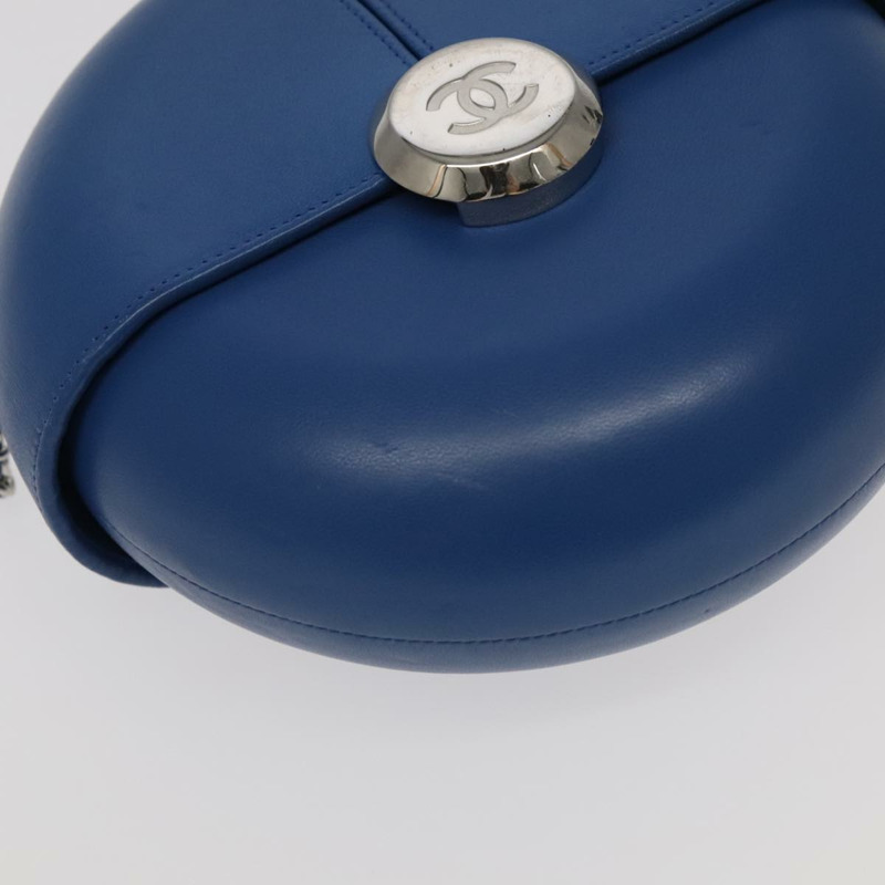 【日本直送】香奈兒鏈單肩包 小羊皮 藍色 CC 正品 bs19049AV-8