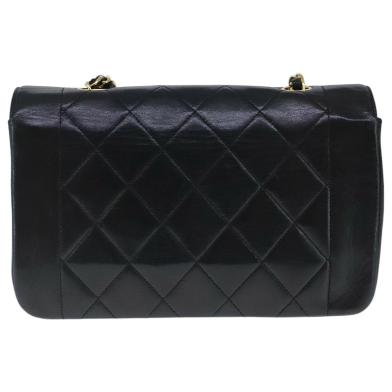 【日本直送】香奈兒 Diana 22 鏈條單肩包 小羊皮 黑金 CC 正品 PP029V-1