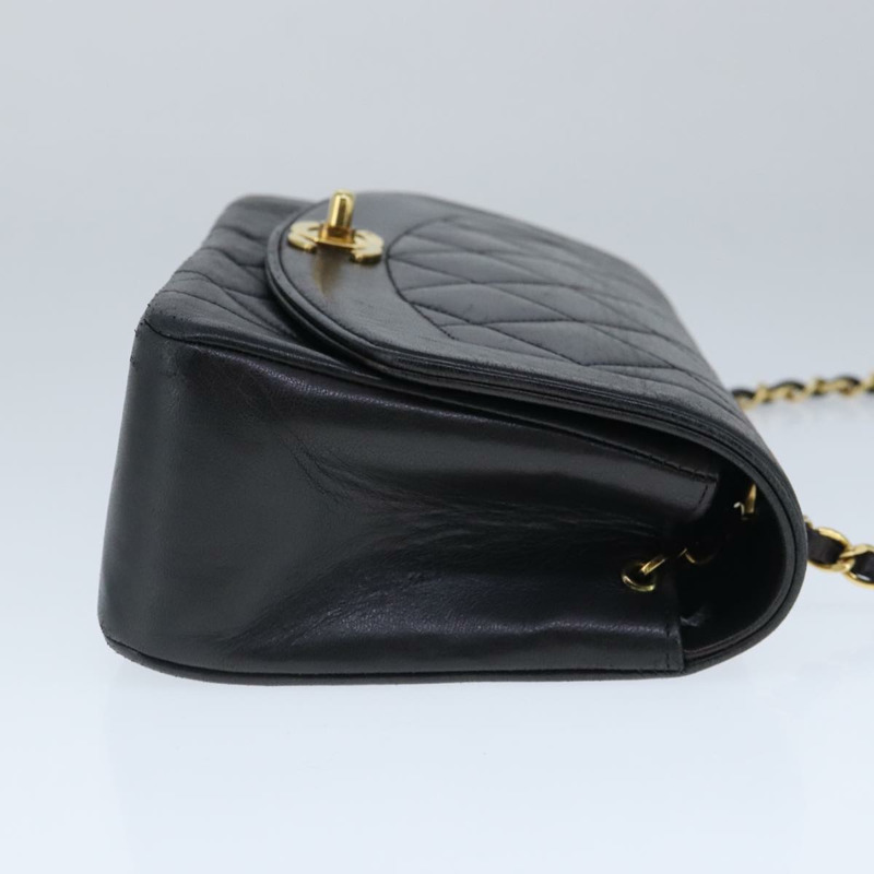 【日本直送】香奈兒 Diana 22 鏈條單肩包 小羊皮 黑金 CC 正品 PP029V-2