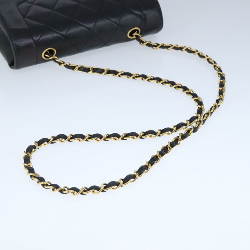 【日本直送】香奈兒 Diana 22 鏈條單肩包 小羊皮 黑金 CC 正品 PP029V-6