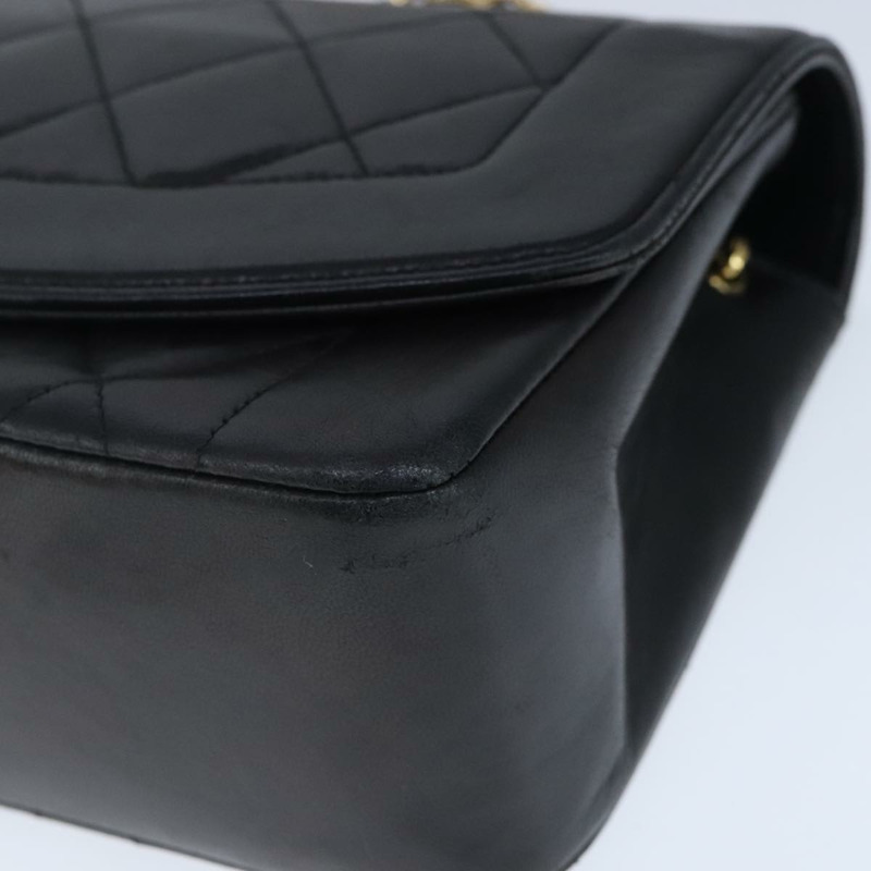 【日本直送】香奈兒 Diana 22 鏈條單肩包 小羊皮 黑金 CC 正品 PP029V-8