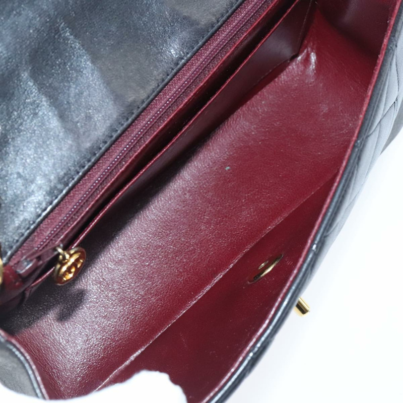 【日本直送】香奈兒 Diana 22 鏈條單肩包 小羊皮 黑金 CC 正品 PP029V-10