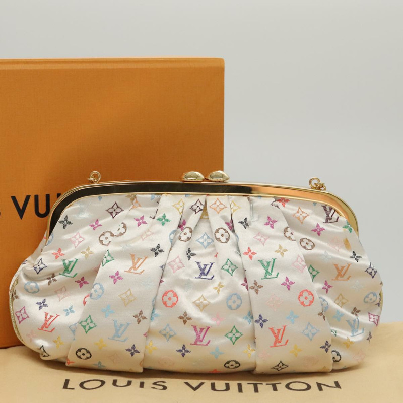 【日本直送】路易威登 (LOUIS VUITTON) 多色緞面 Omoniere 手拿包 白色 M92060 LV 授權 104388SV-11