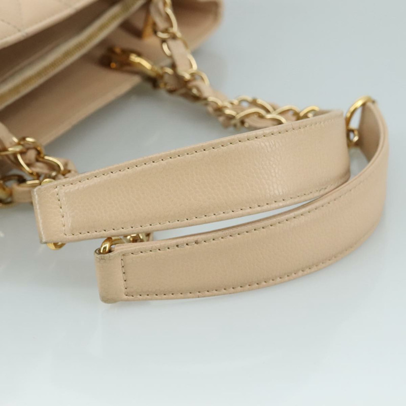 【日本直送】香奈兒 Matelasse 鏈條托特包 魚子醬色 膚色 米色 金 CC 正品 PP121V-6