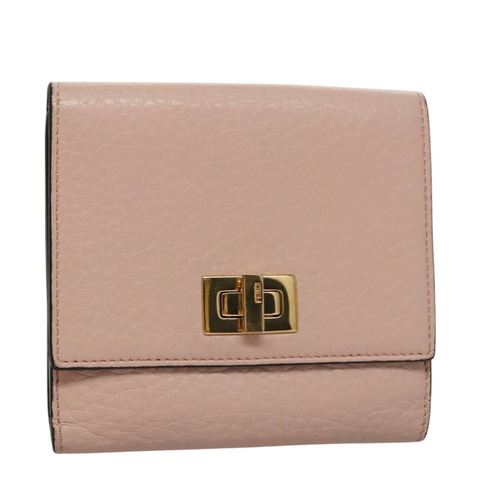 FENDI Peek A Boo 皮夾 皮革 粉紅色 正品 105912V