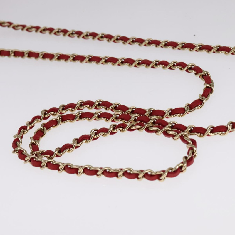 【日本直送】香奈兒小號菱格紋鏈條羊皮手拿包 紅色 CC Auth 108916AV-6