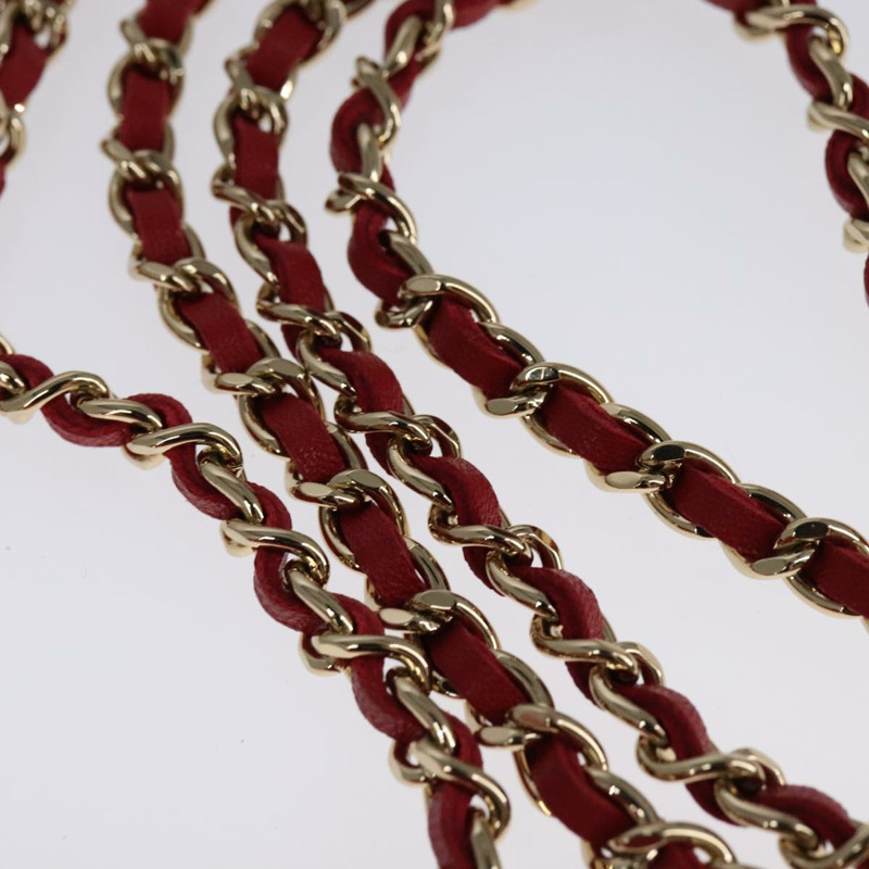 【日本直送】香奈兒小號菱格紋鏈條羊皮手拿包 紅色 CC Auth 108916AV-7