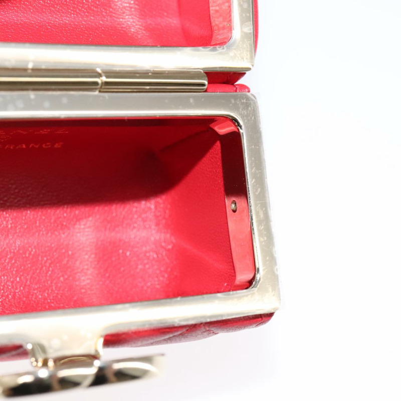 【日本直送】香奈兒小號菱格紋鏈條羊皮手拿包 紅色 CC Auth 108916AV-18