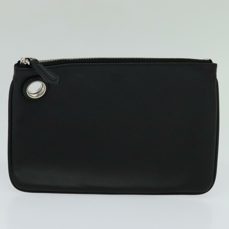 【日本直送】FENDI 三件式手拿包 皮革 黑色 正品 110887V-16