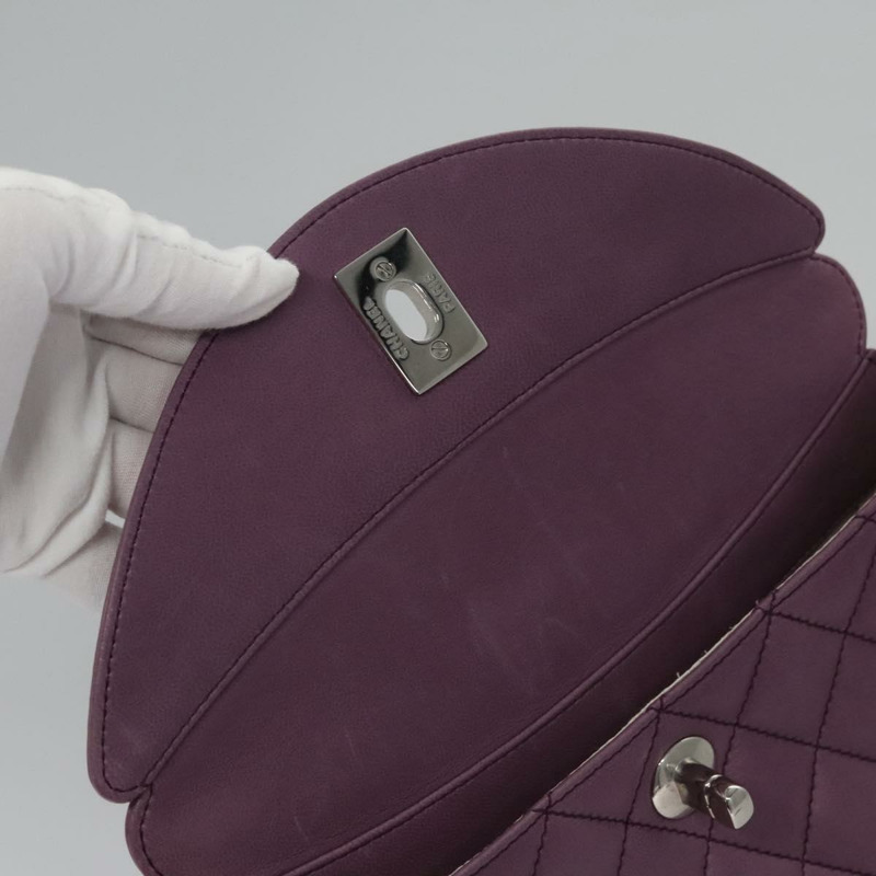 【日本直送】香奈兒 Matelasse 鏈條單肩包 小羊皮 紫色 CC 正品 110303AV-16