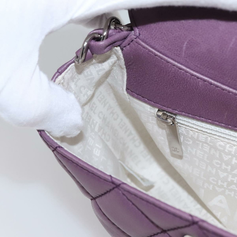 【日本直送】香奈兒 Matelasse 鏈條單肩包 小羊皮 紫色 CC 正品 110303AV-21
