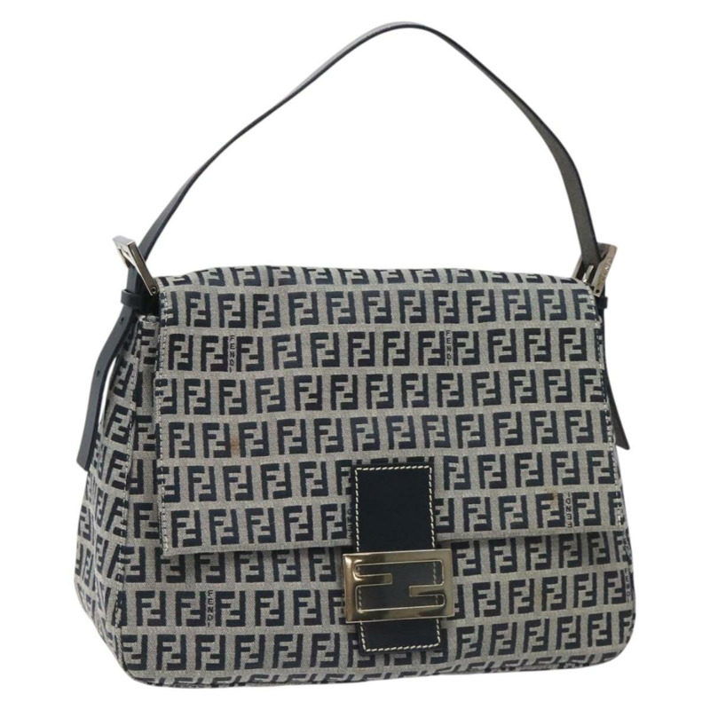【日本直送】FENDI Zucchino 帆布 Mamma Baguette 單肩包 海軍藍 正品 113562V-0