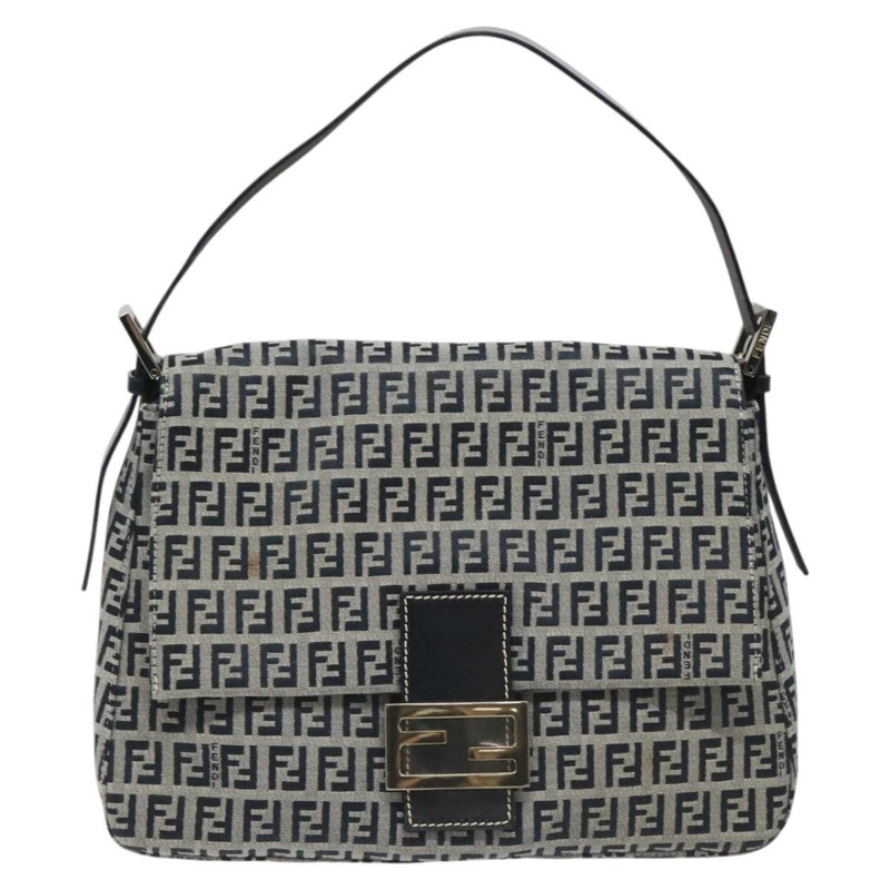 【日本直送】FENDI Zucchino 帆布 Mamma Baguette 單肩包 海軍藍 正品 113562V-12