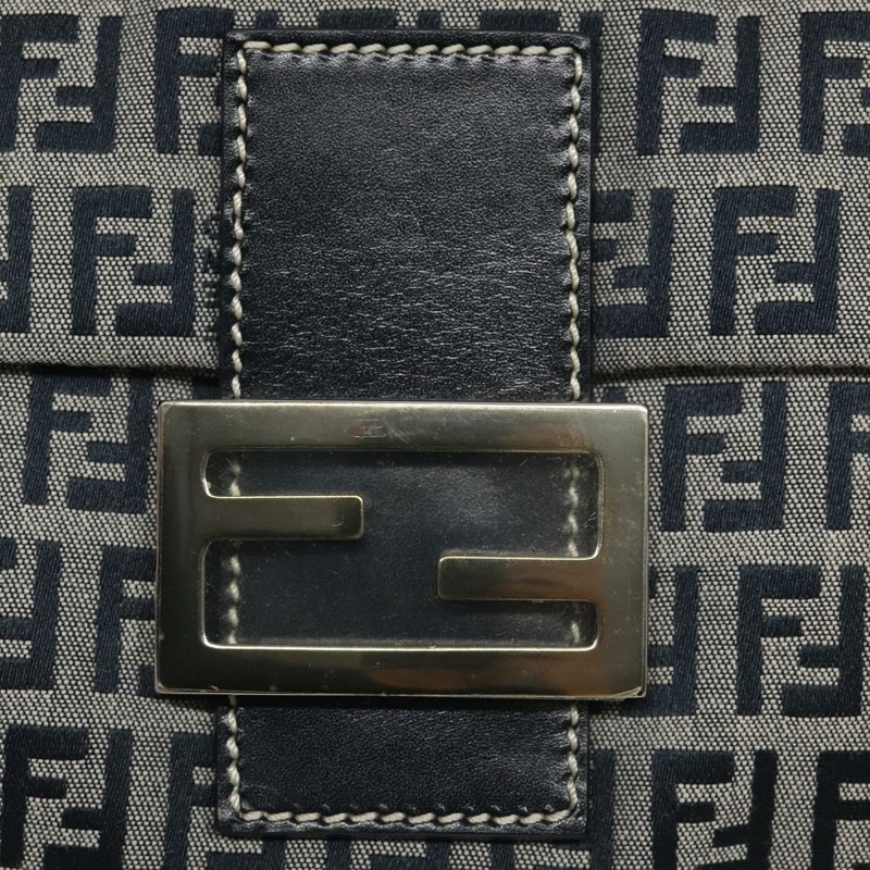 【日本直送】FENDI Zucchino 帆布 Mamma Baguette 單肩包 海軍藍 正品 113562V-18