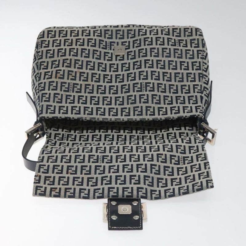 【日本直送】FENDI Zucchino 帆布 Mamma Baguette 單肩包 海軍藍 正品 113562V-19