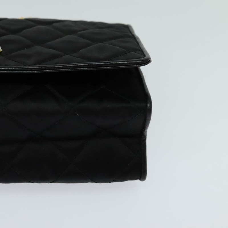 【日本直送】香奈兒 Matelasse 鏈條單肩包 緞面黑金 CC 正品 113270AV-13