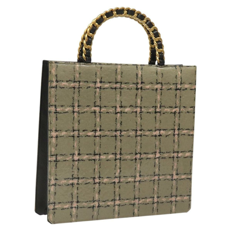 【日本直送】香奈兒巧克力條鏈手提包琺瑯皮革米色 CC 正品 bs23554V-0