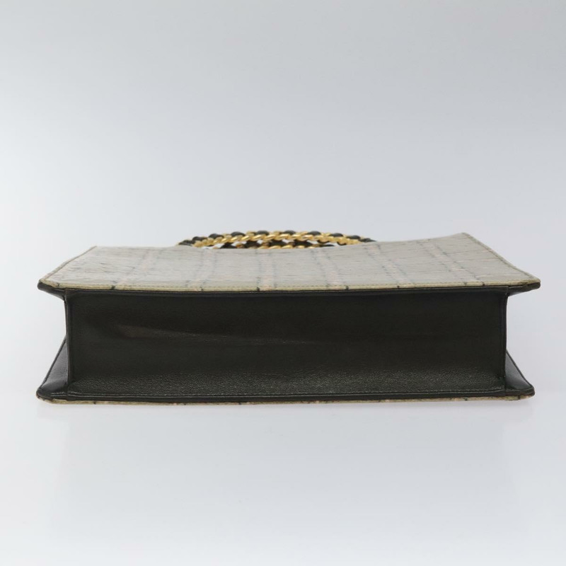 【日本直送】香奈兒巧克力條鏈手提包琺瑯皮革米色 CC 正品 bs23554V-4