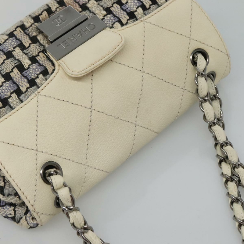 【日本直送】香奈兒鏈單肩包粗花呢藍色 CC 正品 BD1099V-5