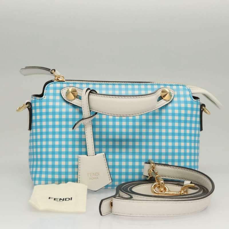 【日本直送】FENDI 肩背包 皮革 淺藍色 白金色 正品 116629V-11