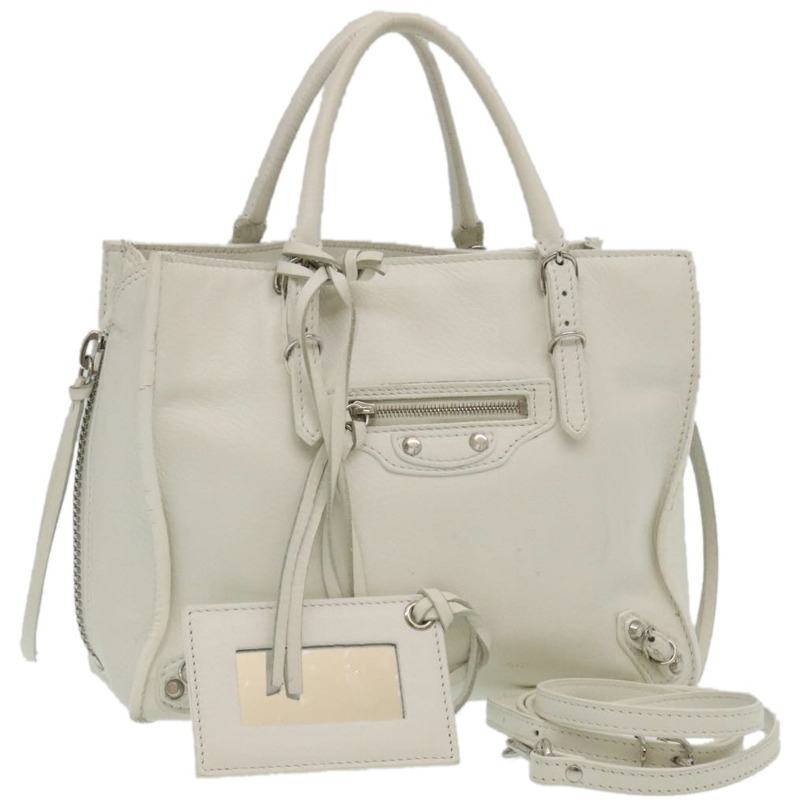 【日本直送】BALENCIAGA 2Way 單肩包 手提包 皮革 白色 正品 am2305gM-0