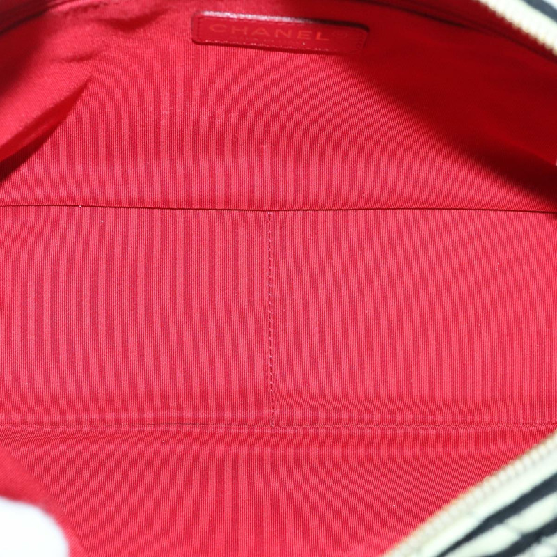 【日本直送】香奈兒 Matelasse 鏈條單肩包 棉質 黑白 CC 正品 92066SM-9