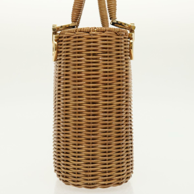 【日本直送】Salvatore Ferragamo Gancini 手提包 Wicker 米色金色 正品 98528AM-3