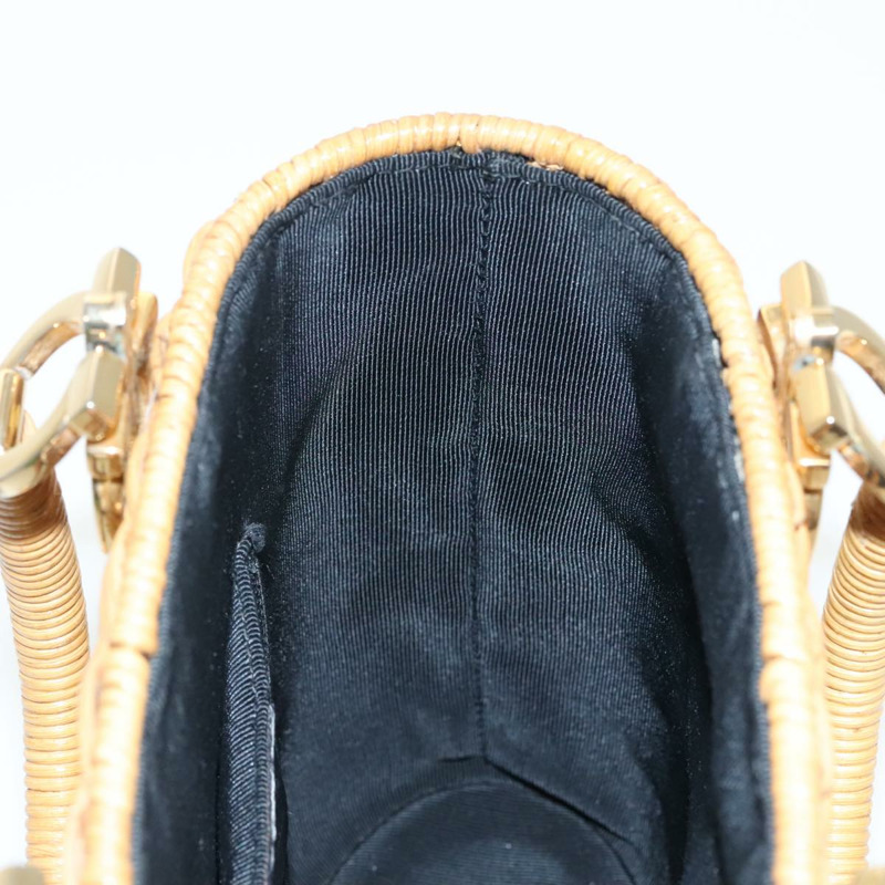 【日本直送】Salvatore Ferragamo Gancini 手提包 Wicker 米色金色 正品 98528AM-16