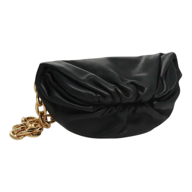 【日本直送】BOTTEGA VENETA 鏈條單肩包 皮革 黑金 正品 FF3702M-0