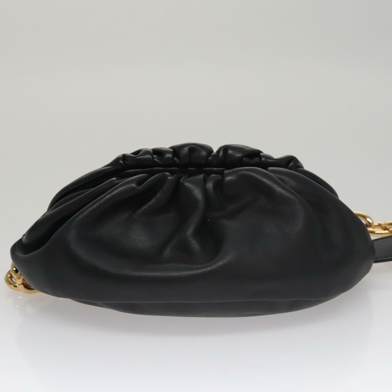 【日本直送】BOTTEGA VENETA 鏈條單肩包 皮革 黑金 正品 FF3702M-4