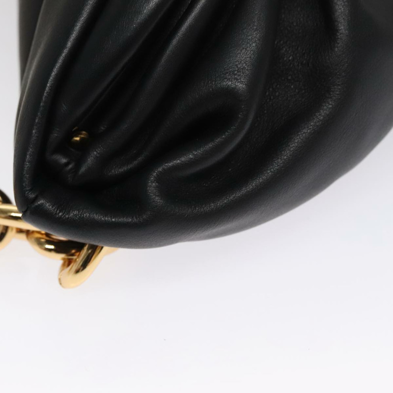 【日本直送】BOTTEGA VENETA 鏈條單肩包 皮革 黑金 正品 FF3702M-8