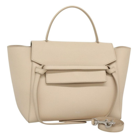 CELINE 迷你腰包手提包皮革兩用包米色銀色正品 BD1057AM