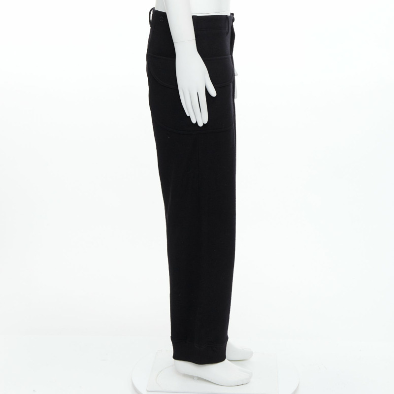 Y3 black wooly silver zip stripes opening asymmetric cargo joggers M-3